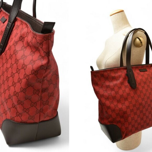 GUCCI Red Coated Canvas Shoulder Bag - Picture 3 of 16